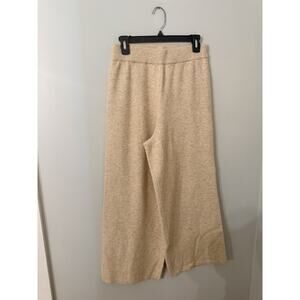 Jenni Kayne Pants Womens Small Beige Knit Wide Leg Ladies Wool Cashmere Blend